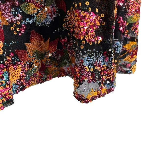 Dress The Population Elisa Embroidered Sequin Dress Medium Papaya Gown Sparkly - Picture 5 of 14